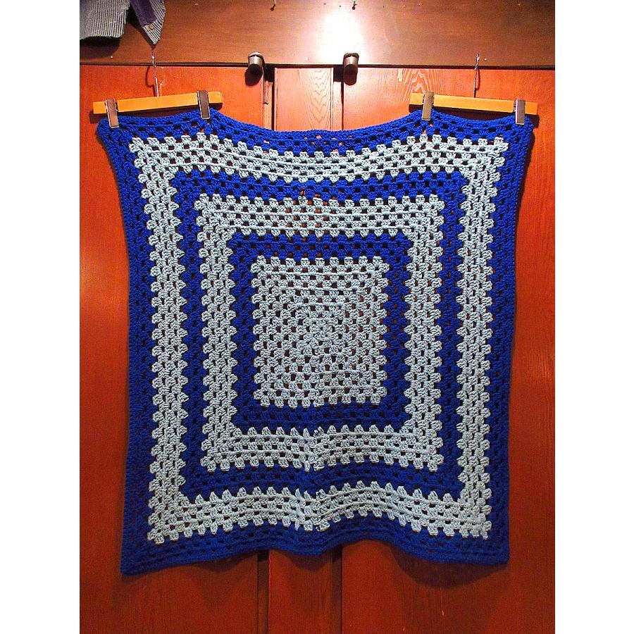 ヴィンテージ　クロシェ編み　大判　ラグ　生地　リメイク　ブランケット グレー ヴィンテージ クロシェ編み 大判 ラグ 生地 リメイク