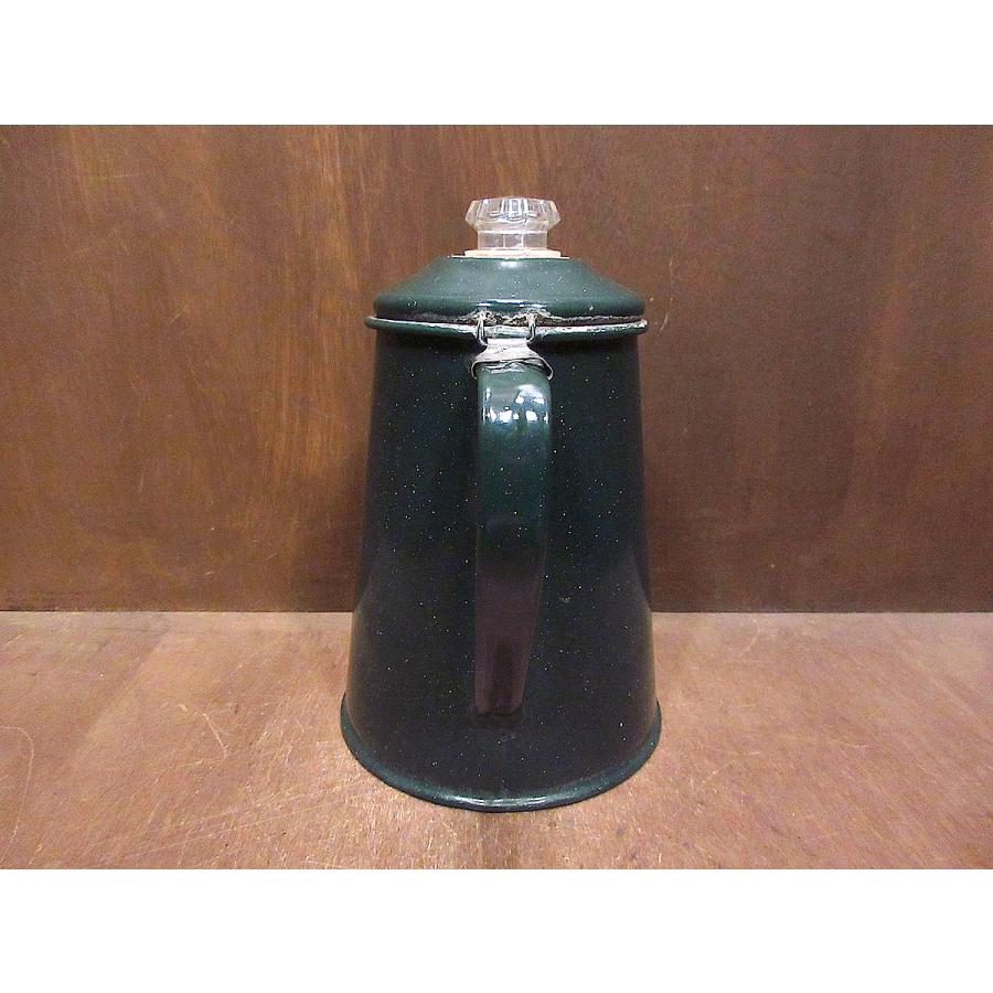 ビンテージ○ホーローケトル深緑○221104s1-otdeqp キャンプ