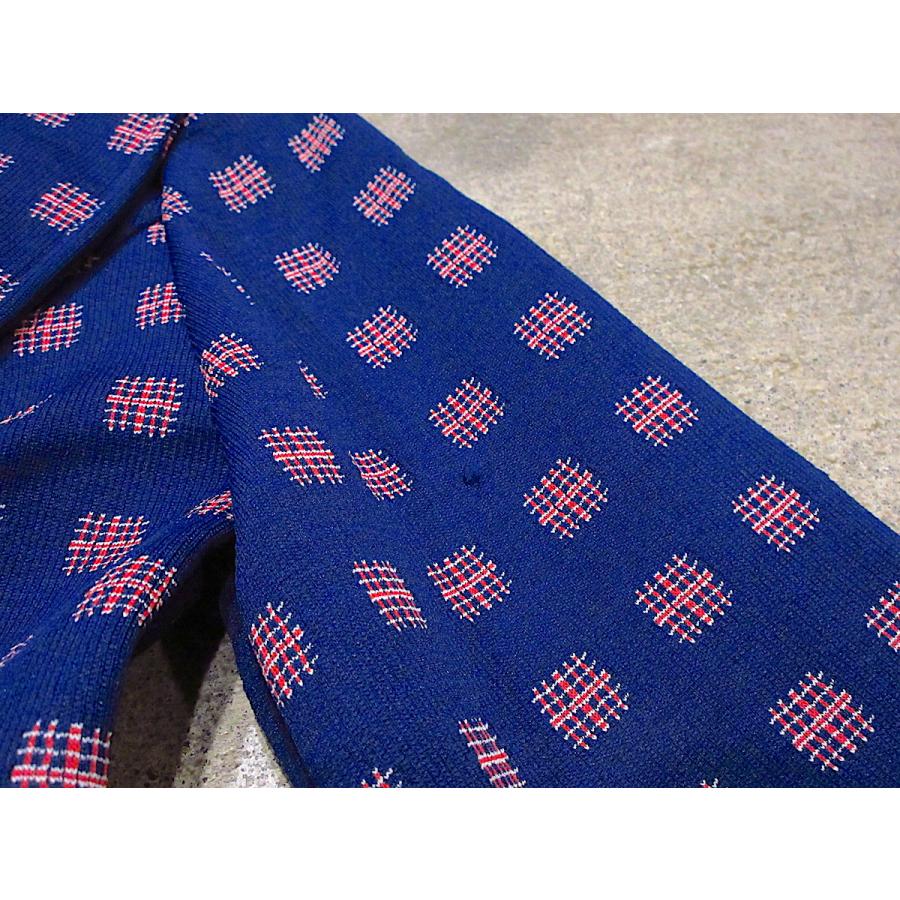 七分袖 柄ジャケット 総柄 紫×青 夏 透け感 薄手 レトロ 古着