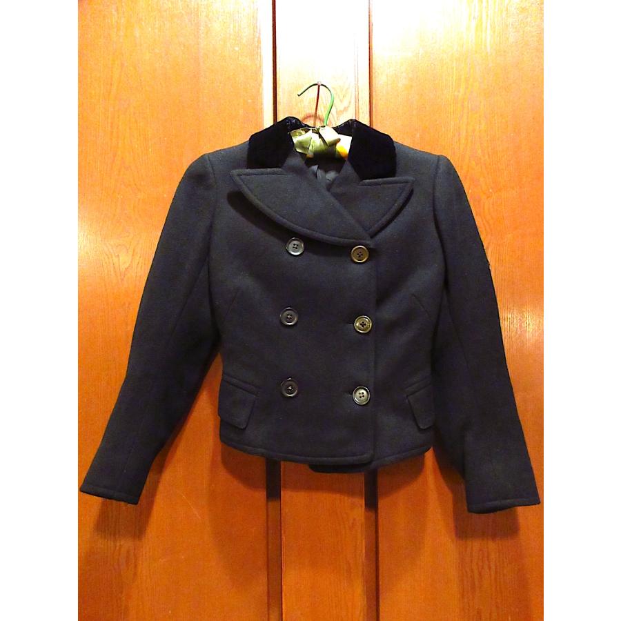 ビンテージ~40's○レディースダブルブレストウールジャケット黒