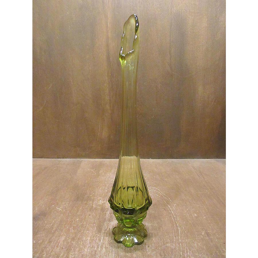 ビンテージ~70's○ガラスフラワーベース緑○230119i8-otclct