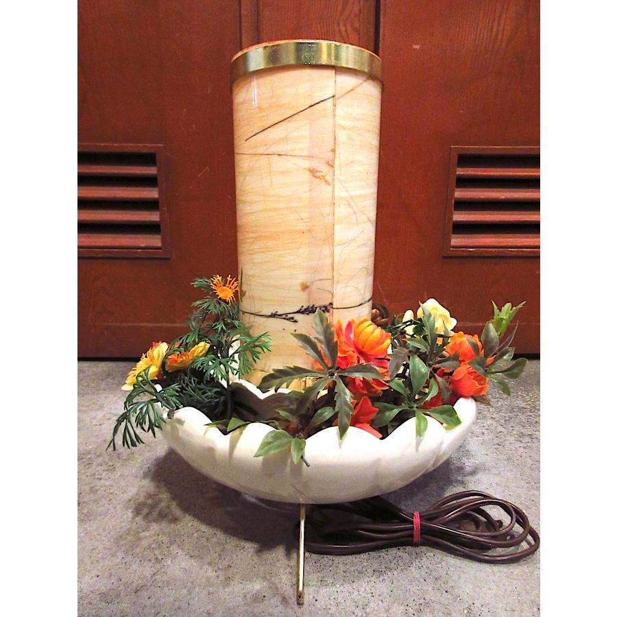 ビンテージ~70's○フラワーセラミックテーブルランプ○230207m4-lmp