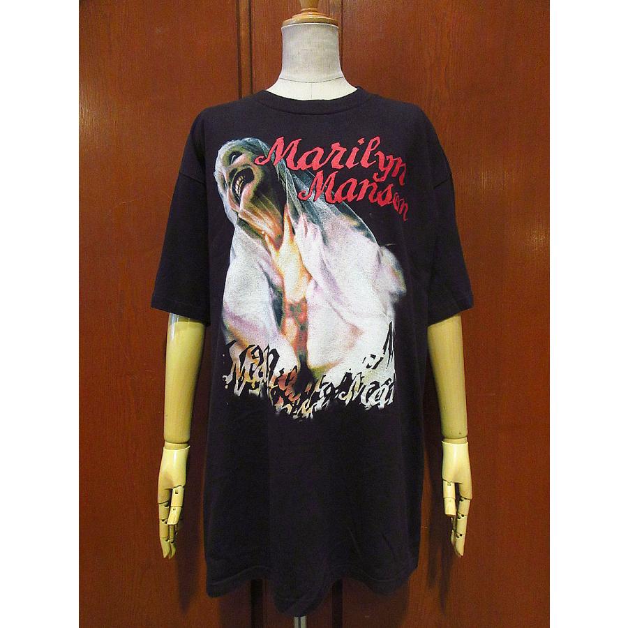ビンテージ90's○Marilyn MansonプリントTシャツ黒size XL○230316i1-m 