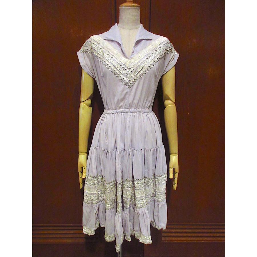 ビンテージ50's○コットン半袖ウエスタンワンピース薄紫○230425c2-w