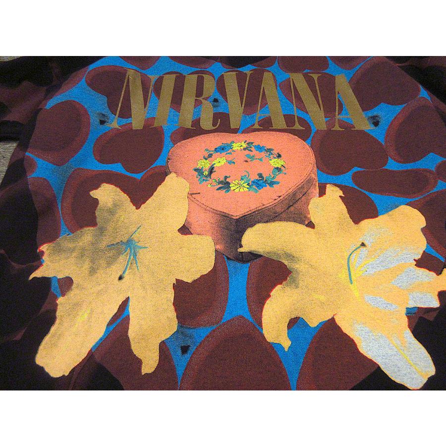 ビンテージ90's●ONE WASH NIRVANA Heart Shaped BoxコットンオールオーバープリントTシャツsize L●230425j1-m-tsh-bn古着1990s｜cozyvintage｜07