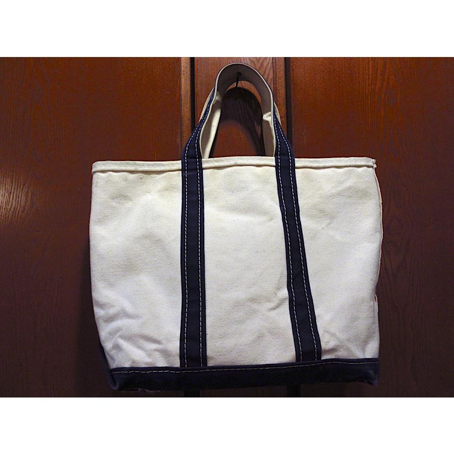 ビンテージ90's○L.L.Beanキャンバストートバッグ白×紺size M