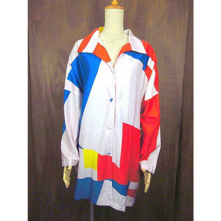 古着 ビンテージ 70s テロテロ シースル 変形 フレア シャツ 希少美品 ビンテージ70's○Catherine Ogustレディースクレイジープリント