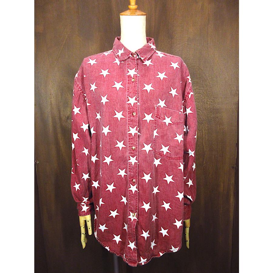 ビンテージ80's90's○QUIZZ NEW YORKレディース星長袖シャツsize L