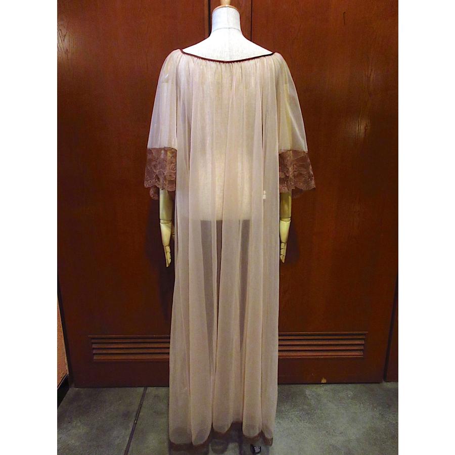ビンテージ60's70's○Jenelleレース×シースルーガウン茶size L ビンテージ60's70's○Jenelleレース×シースルーガウン茶size L