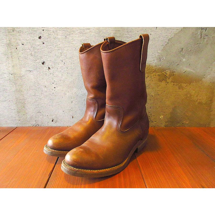 ビンテージ90's○REDWINGプリント羽根タグレザーペコスブーツ茶size 7D