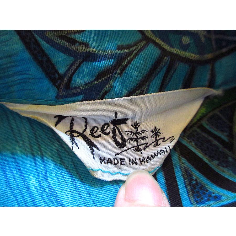ビンテージ60's○Reetパイナップル総柄ハワイアンシャツ青 ビンテージ60's○Reetパイナップル総柄ハワイアンシャツ青