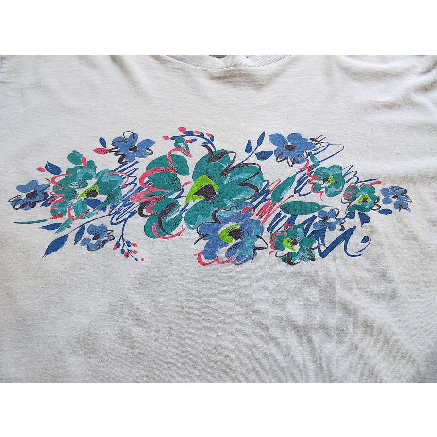 ビンテージ90's○フラワーアートプリントTシャツ白○230909k3-m ビンテージ90's○フラワーアートプリントTシャツ白○230909k3-m