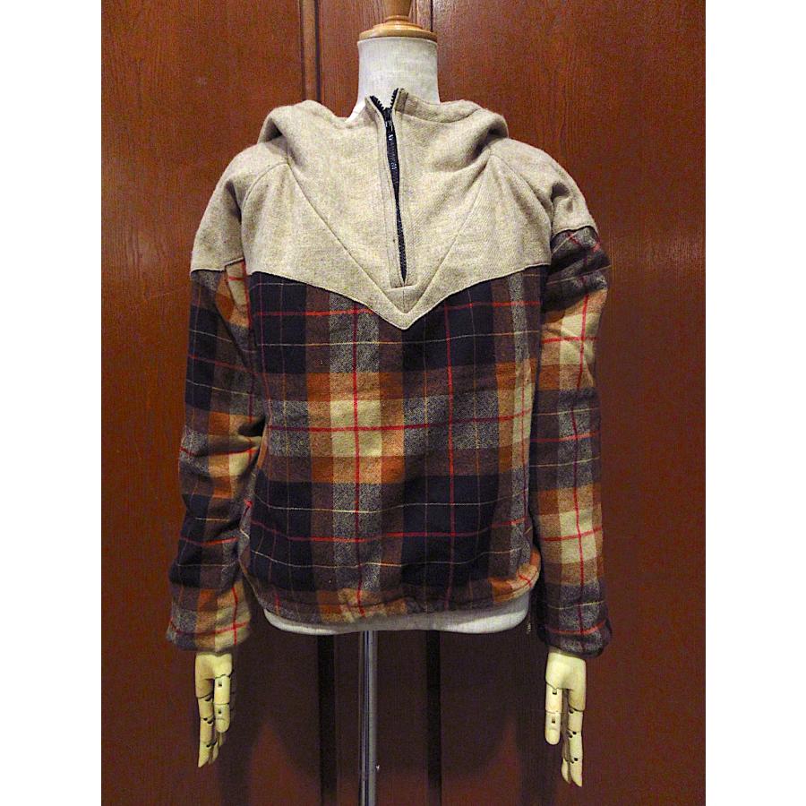 ビンテージ80's○Wyoming Woolensチェック切り替えハーフジップパーカ