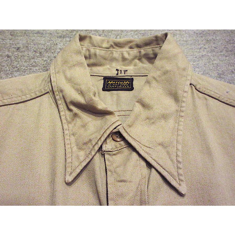 ビンテージ50's○MATCH Meマチ付きワークシャツカーキ○231124c1 ビンテージ50's○MATCH Meマチ付きワークシャツカーキ○231124c1