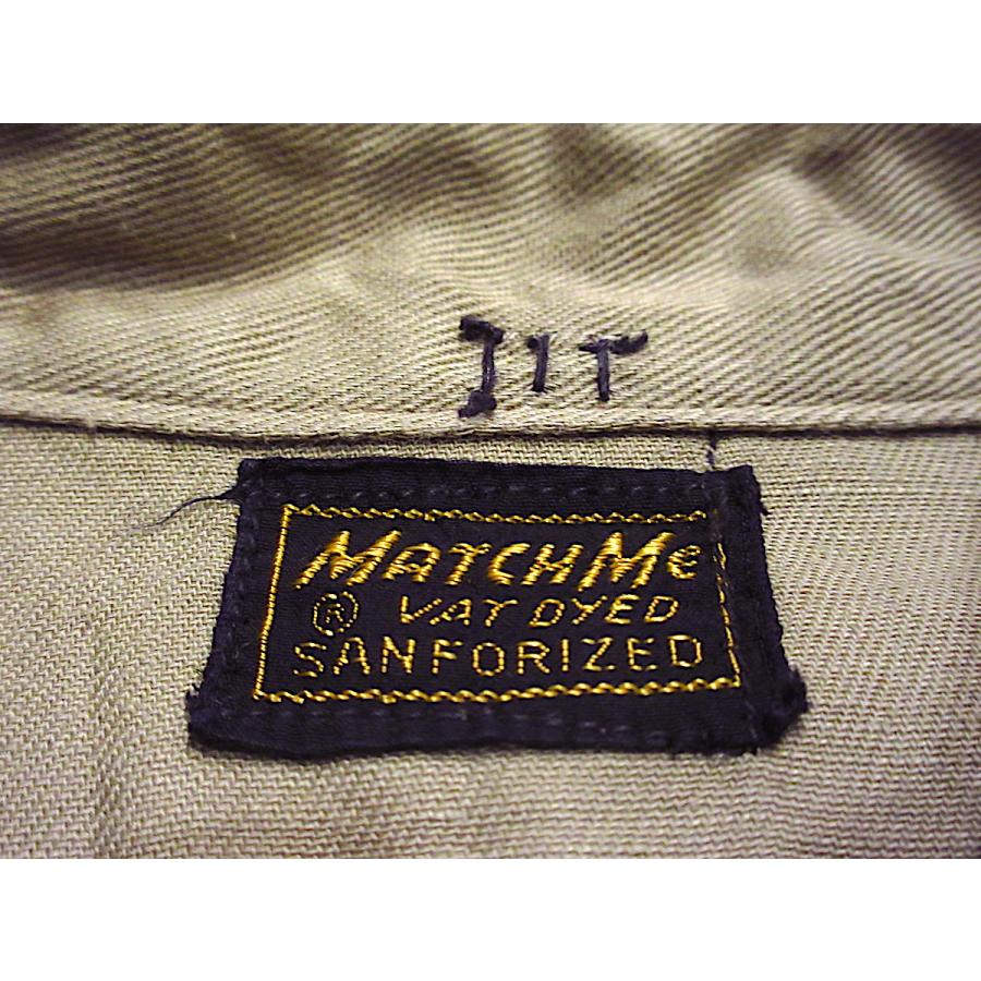 ビンテージ50's○MATCH Meマチ付きワークシャツカーキ○231124c1