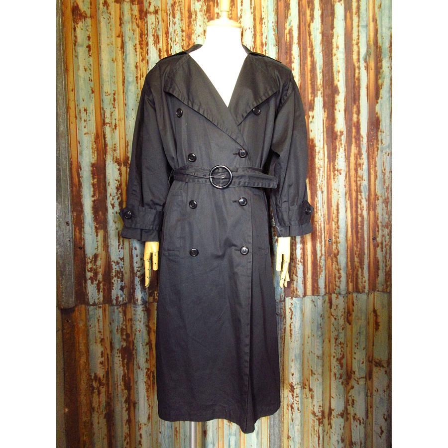 ビンテージ70's○SAINT LAURENTレディーストレンチコート黒size 36