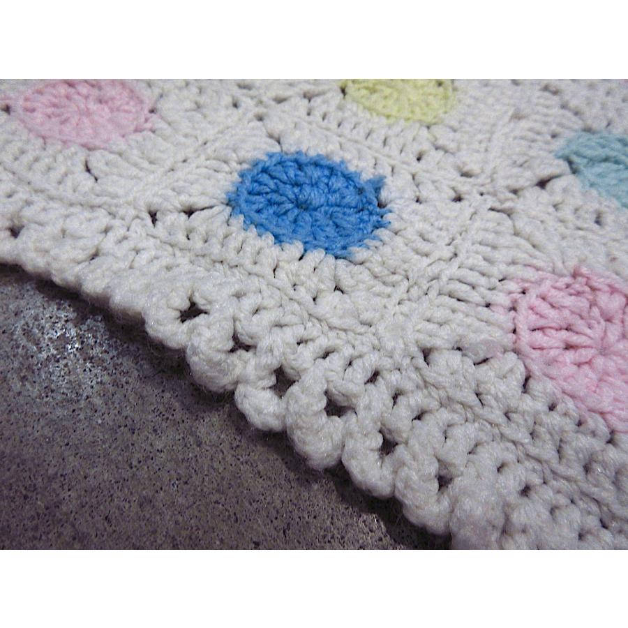 ビンテージ○かぎ編みブランケットsize 約100cm × 約100cm○240310m4