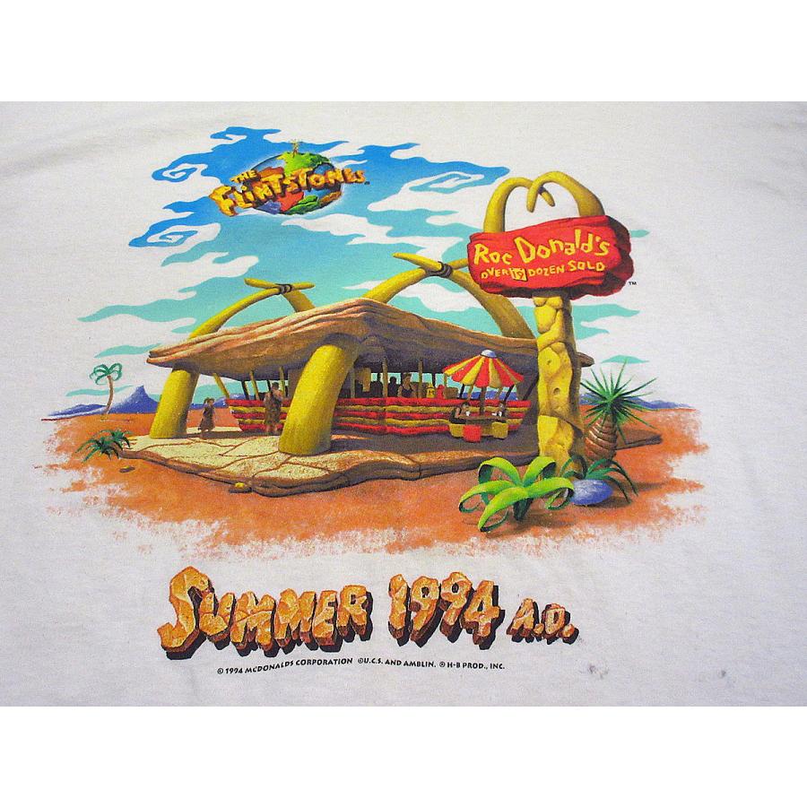 ビンテージ90's●McDonald × THE FLiNTSTONESプリントTシャツ白size XL●240314i5-m-tsh-otマクドナルドフリントストーン1994年｜cozyvintage｜07