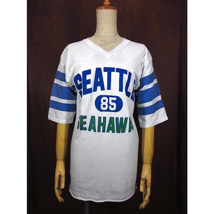 ビンテージ80's○SEATTLE SEAHAWKSフットボールTシャツ白size M