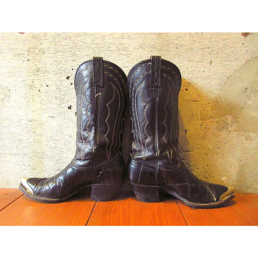 ヴィンテージ カウボーイブーツ 本革 黒 US10.5D程度 ヴィンテージ カウボーイブーツ 本革 黒 US10.5D程度