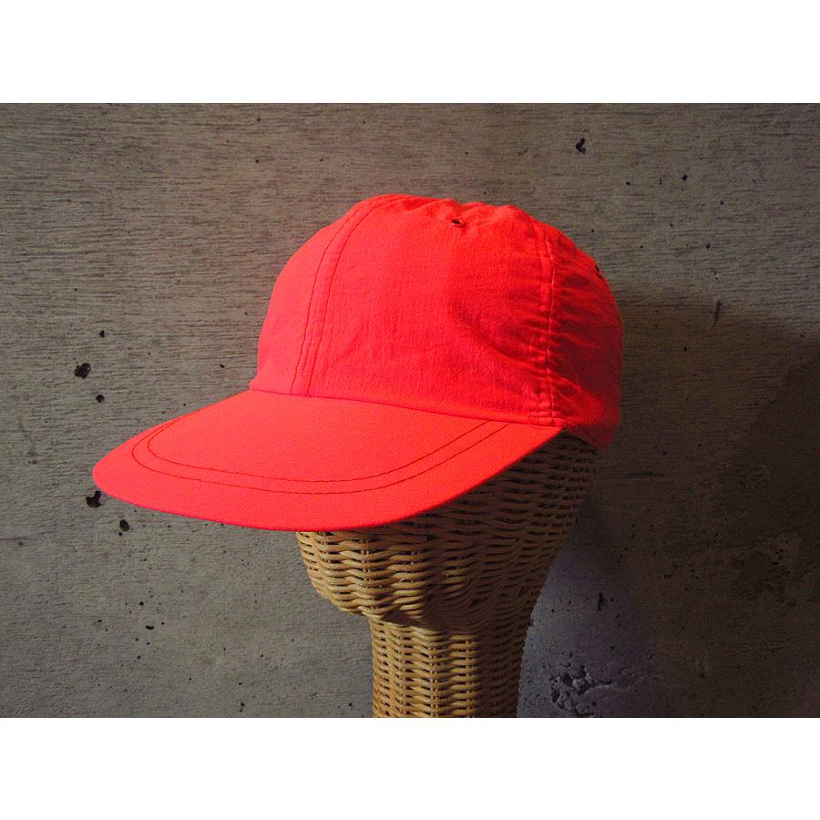 ビンテージ90's○6パネルナイロンキャップネオンレッド○240615k5-m-cp