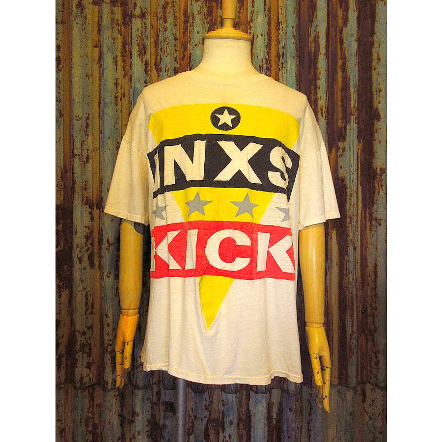 ビンテージ80's○INXS KICK TOUR 1988プリントTシャツ白○240712k2-m