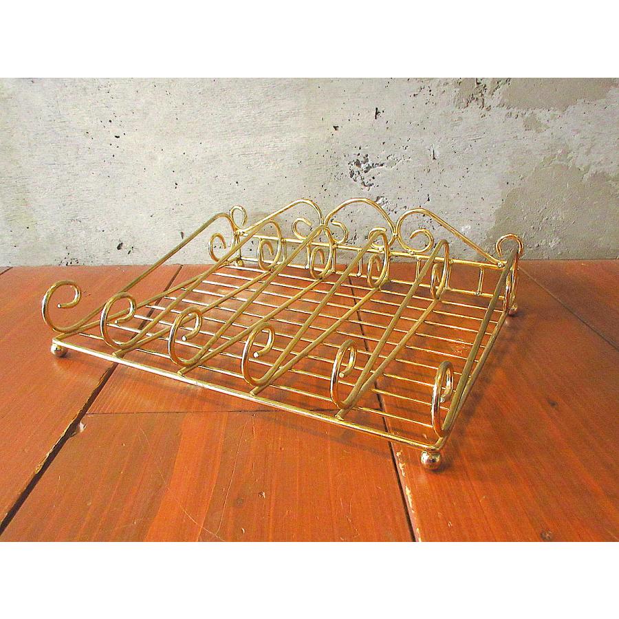 ビンテージ○ゴールドメタルラック○240819k4-rackインテリア