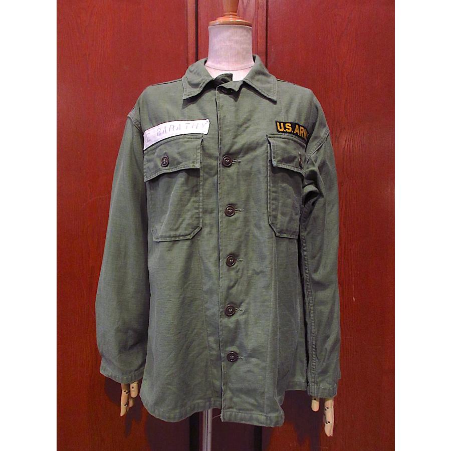 1950's US ARMY 1st コットンサテン ユーティリティシャツ Military】1950's U.S.ARMY ユーティリティシャツ 1st 初期型 コットン