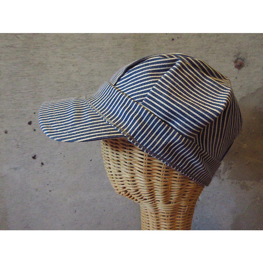 美品　ドライボーンズ　ダックハンター　ワークキャップ　帽子　ビンテージ　古着 ビンテージ-70's○RUGGEDヒッコリーストライプワークキャップ