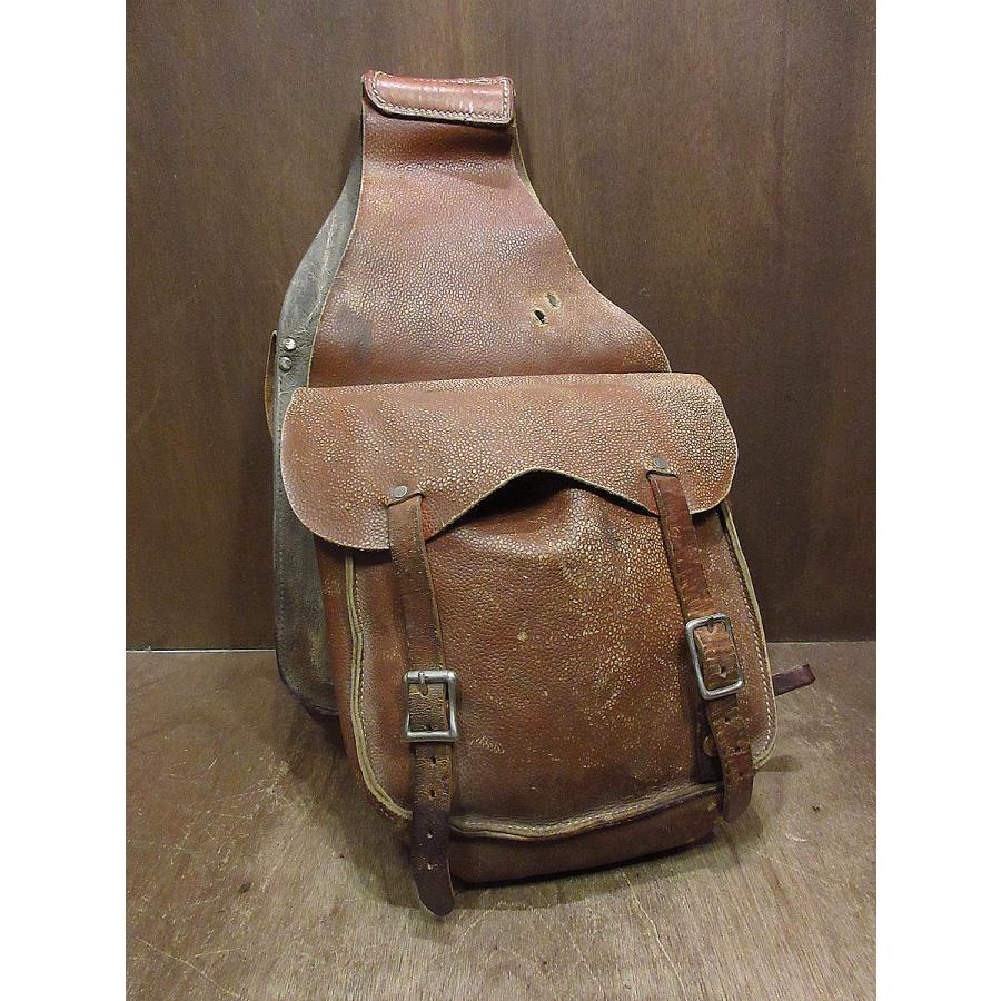 ビンテージ○レザーサドルバッグ茶○240906j5-bag-ot古着サイドバッグ 