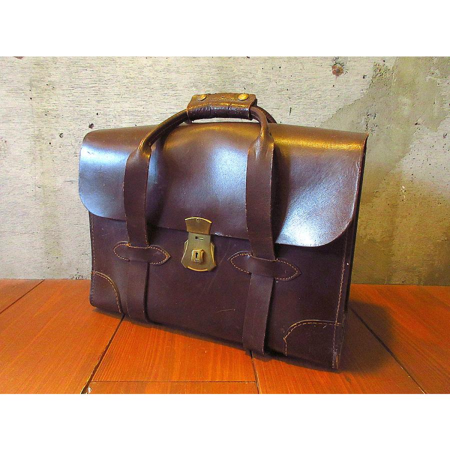 ビンテージ40's50's○ミリタリーレザーブリーフケース茶○240912k8-bag