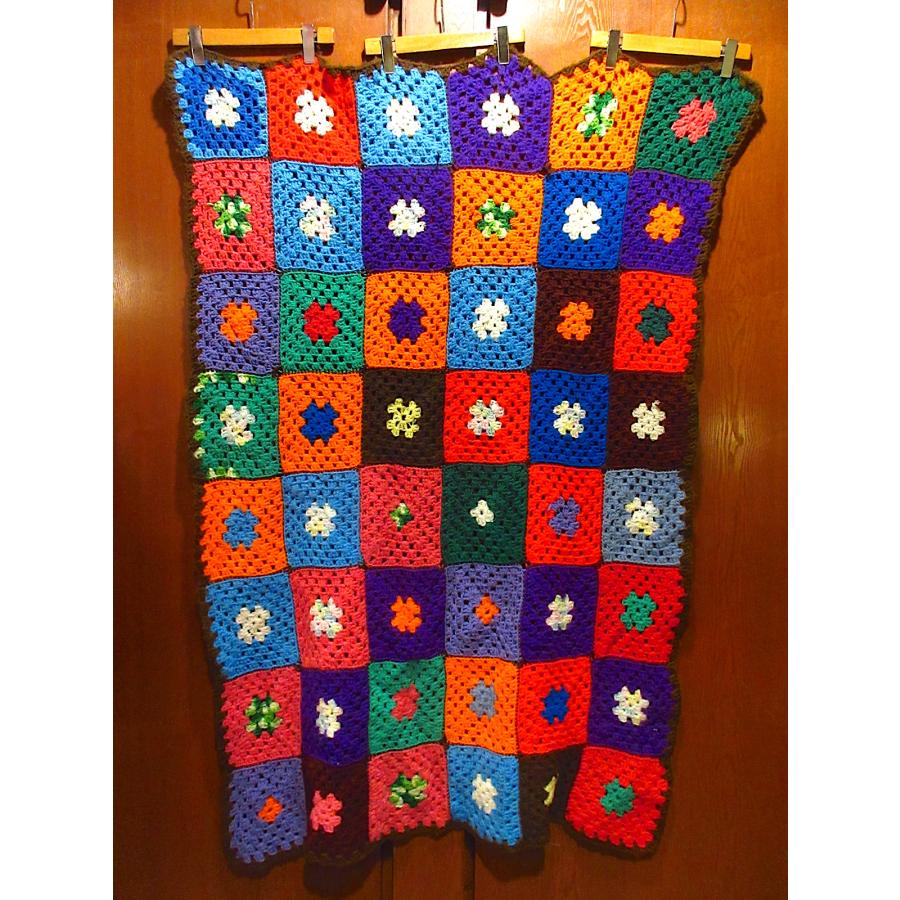 ビンテージ○かぎ針編みブランケットsize約144cm × 約108cm