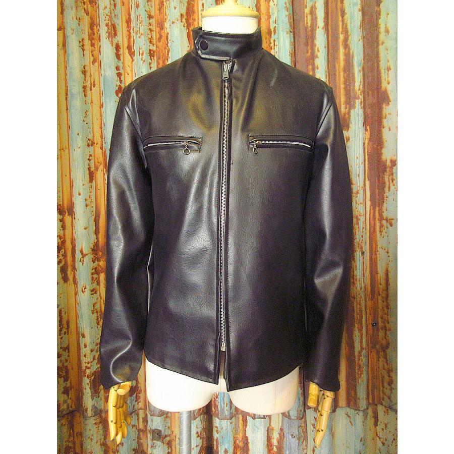 ビンテージ70's○フェイクレザージャケット黒○241013j5-m-jk-lt古着