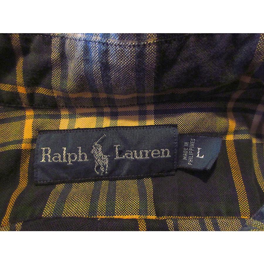 ビンテージ○Ralph Laurenエルボーパッチ付きチェックボタン ビンテージ○Ralph Laurenエルボーパッチ付きチェックボタン