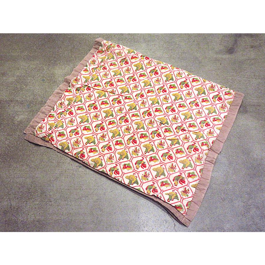 ビンテージ40's50's○チキン総柄コットンブランケット約155cm×約91cm