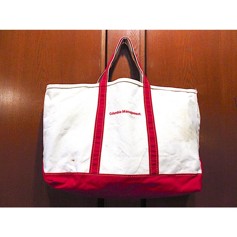 L.L.Bean刺繍入りキャンバストートバッグ赤×生成り○241215m3-bag-tt