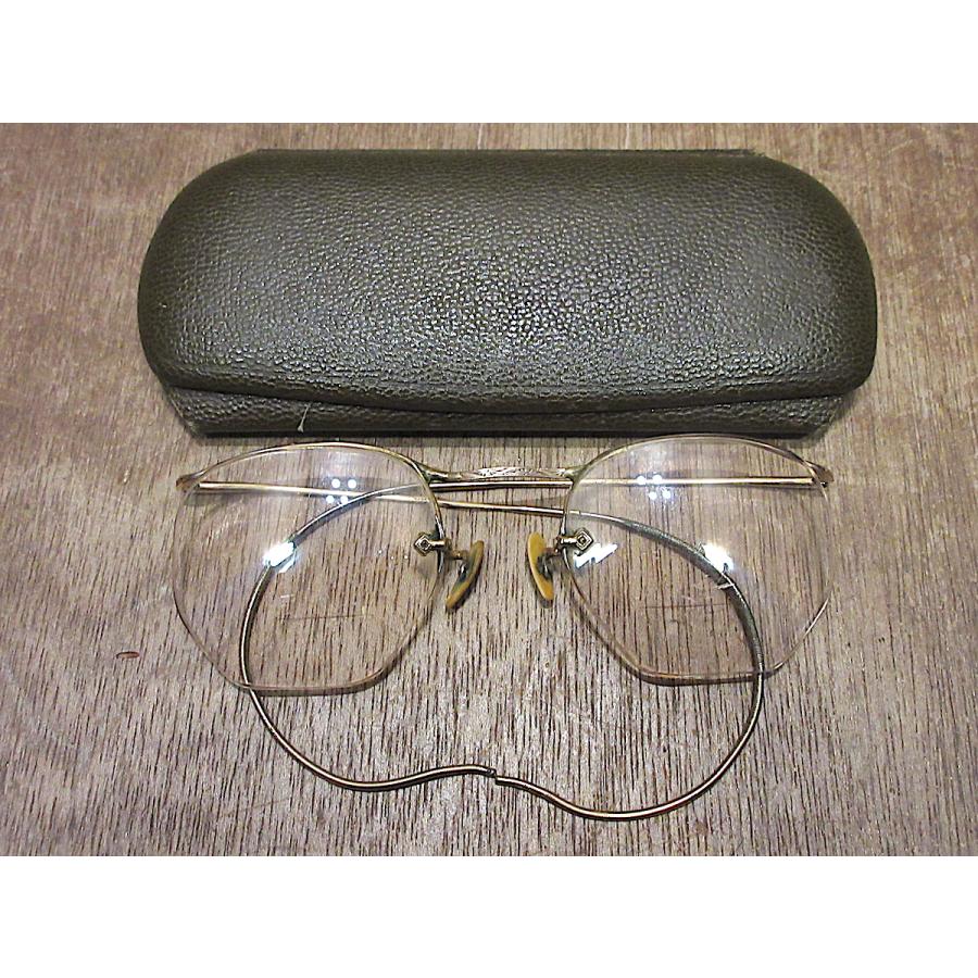 【E425】非常に古いヴィンテージフィンチ眼鏡　唯一無二の形状 ビンテージ40's○ケース付きAmericanOptical 1/10 12KGF NUMONT FUL