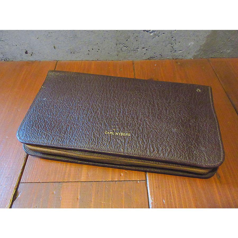 ビンテージ40's○レザートラベルケース茶○250506j3-bag-clt古着小物