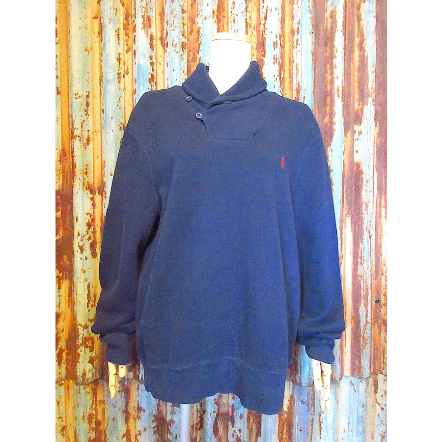 Ralph Laurenショールカラーコットンニット紺size L○250510k5-m-swr 