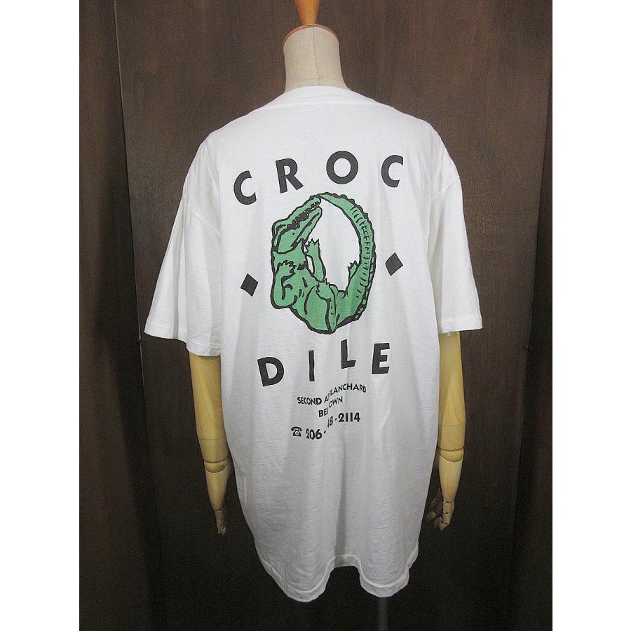 ビンテージ90's○CROCODILE CAFEグリッタープリントTシャツ白size XL