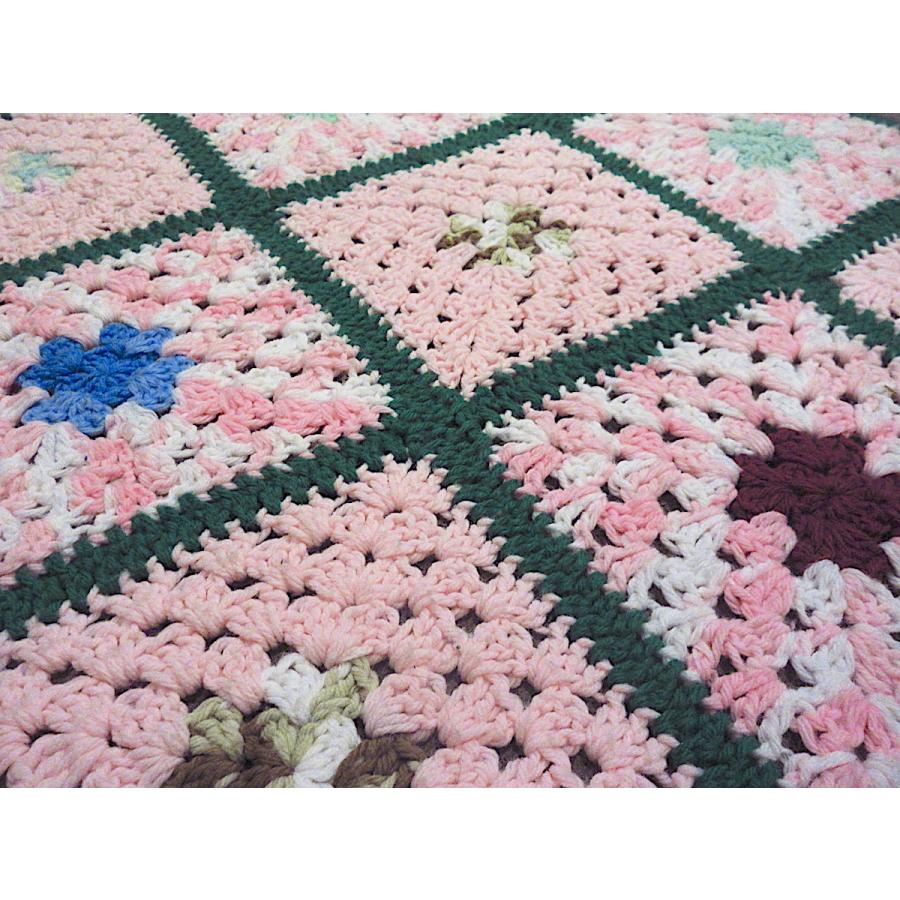 ビンテージ○かぎ針編みブランケットsize 約136cm × 約110cm○250526m2