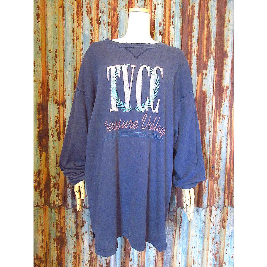 ビンテージ80's90's○前VTVCCプリント長袖Tシャツ紺size XL○250529k2