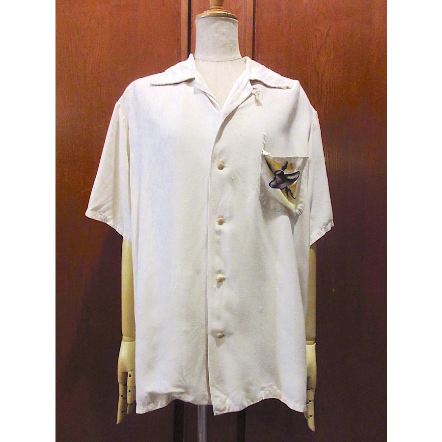 ビンテージ40's50's○カウボーイハンドペイントレーヨン半袖シャツsize