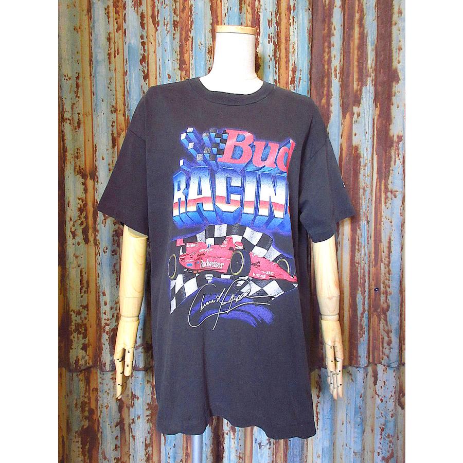 ビンテージ90's○Bud RACINGプリントTシャツ黒○250605k3-m-tsh-ot