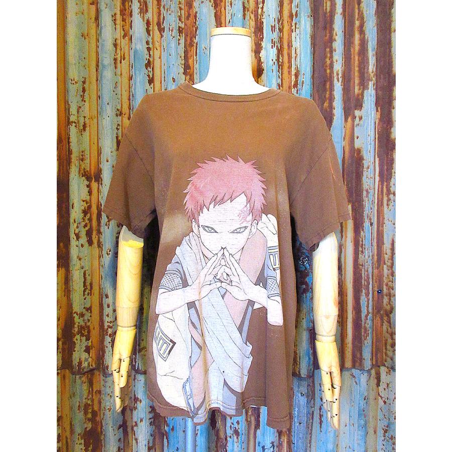 2000's○NARUTO我愛羅プリントTシャツ茶size M○250611k4-m-tsh-ot Y2K