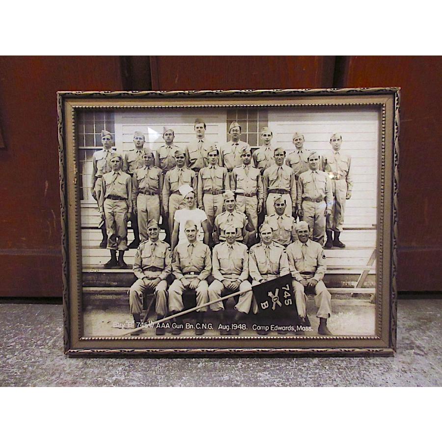 ビンテージ40's○額入りミリタリーフォト○250627z5-sign集合写真