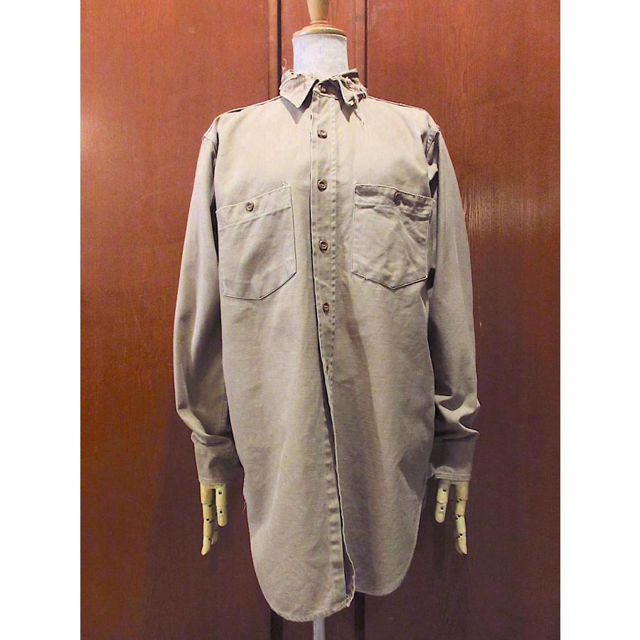 40s 50s vintage ドレスシャツ 古着 希少 DM419 ビンテージ40's○マチ付きコットンワークシャツベージュ○250702m4-m