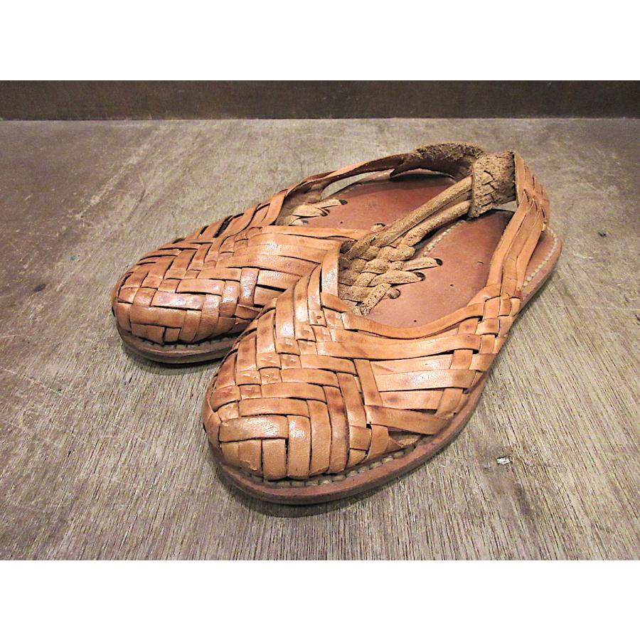 ブライス編み込みレザーサンダル　3/4 ビンテージ60's70's○レディース編み込みレザーサンダルsize 3