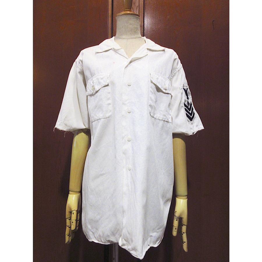 ビンテージ60's○U.S.NAVYコットン半袖シャツ白○250811m5-m-sssh-ot