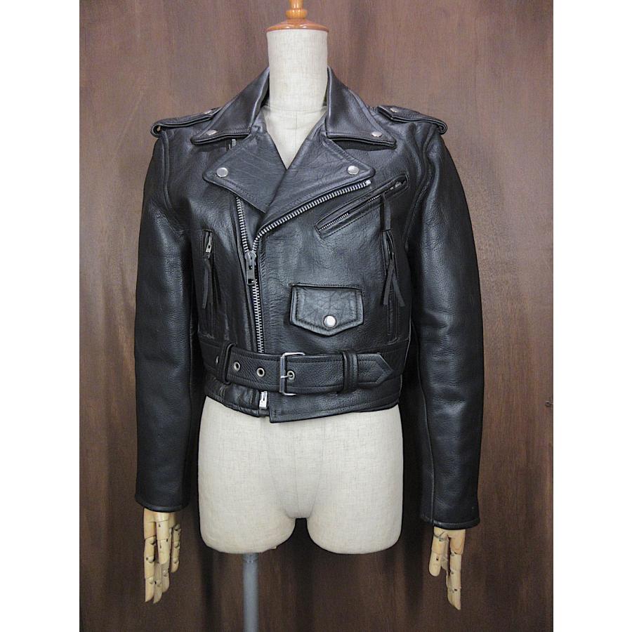 ビンテージ80's90's○FRONTIERダブルライダースジャケット黒size S